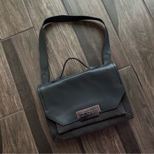 ZAC Zac Posen Eartha Envelope Suede Courier Crossbody Purse Bag in Slate Gray